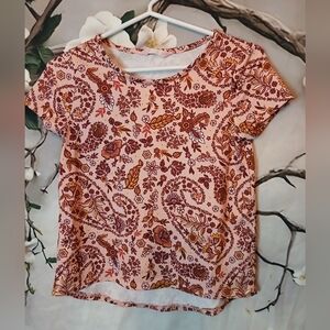 Paisley Floral Kids Tee - Pink & Brown